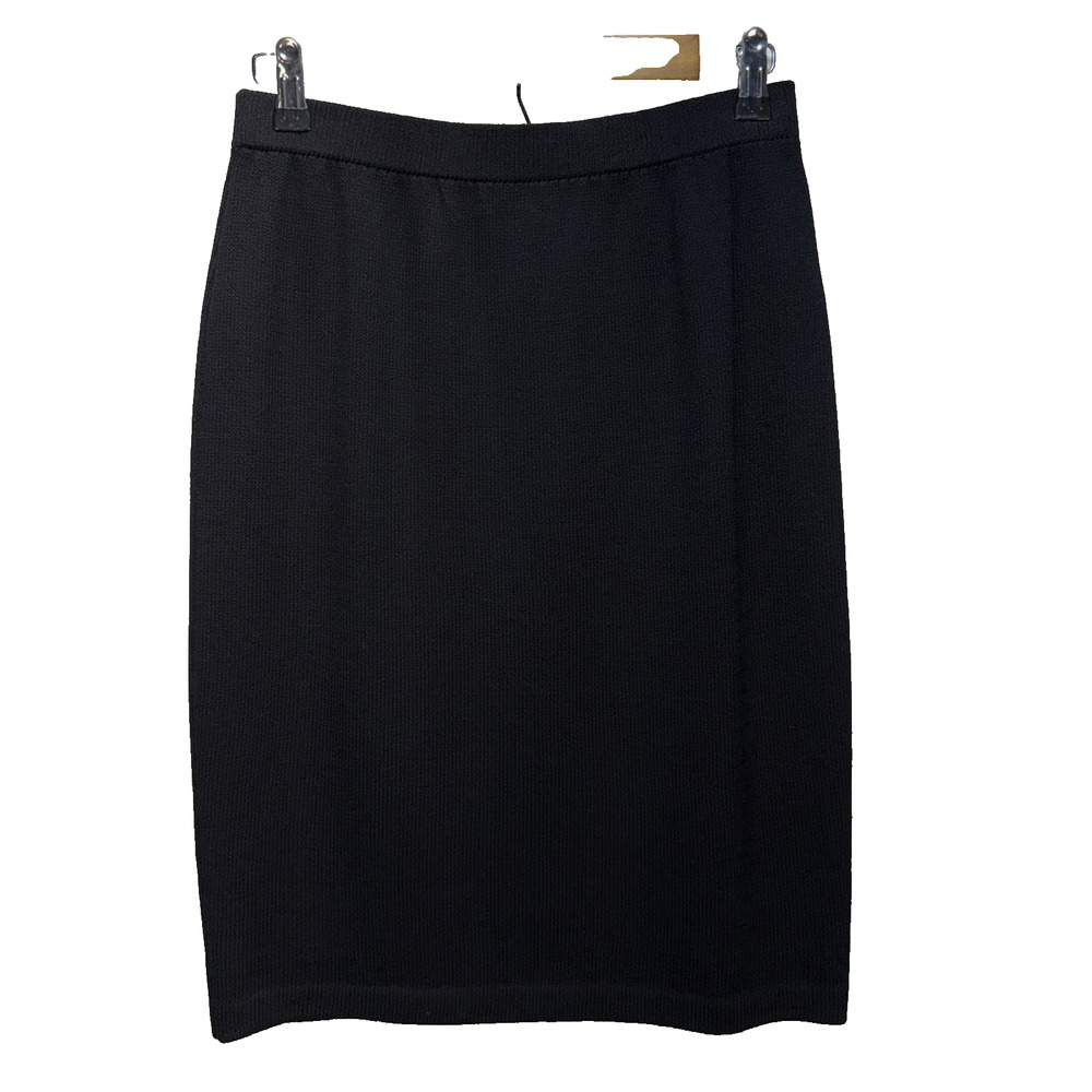 St John Basics Womens Black Santana Knit Straight Skirt Size‎ 4 Knee Length